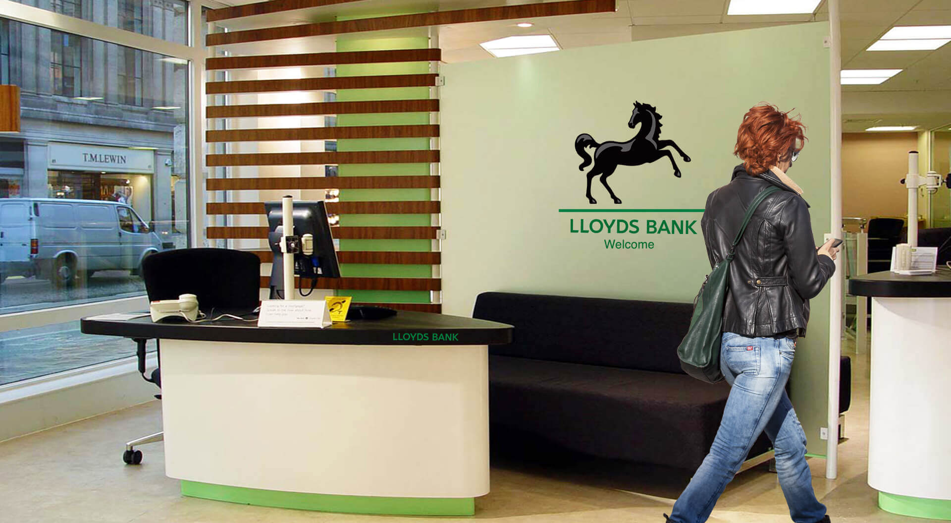 Lloyds Bank Reception point at the entrance of the branch - Branding