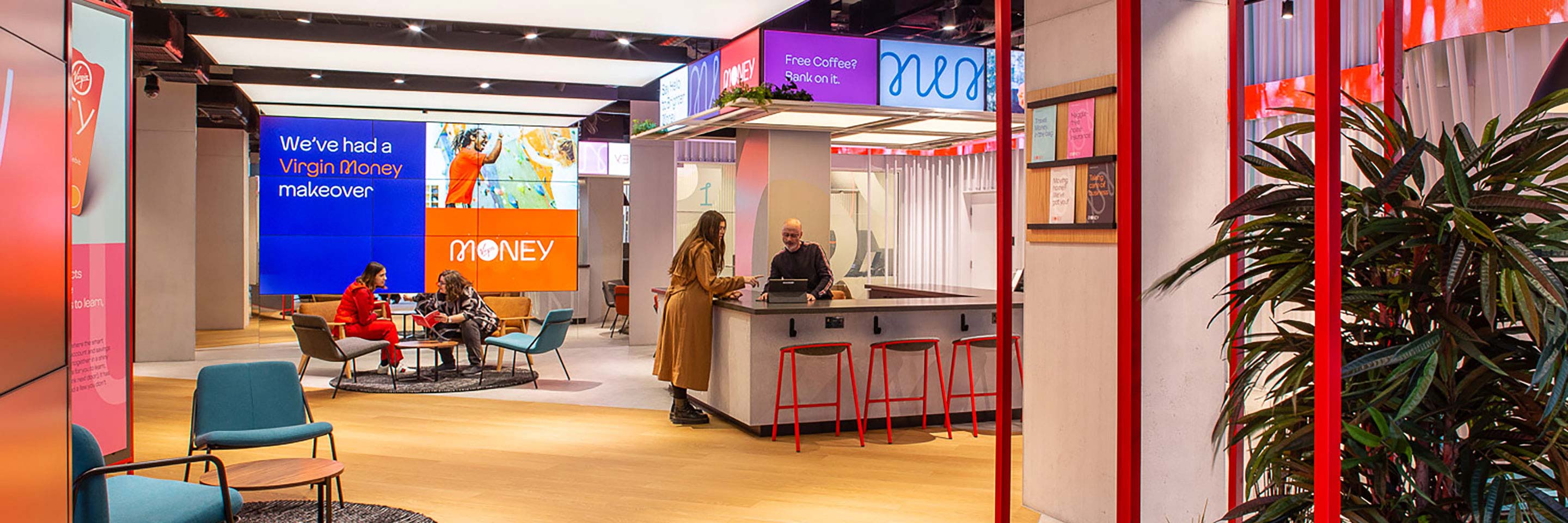 Virgin Money bank inspiring branch interior design lifestyle concept ideas and digital innovation.