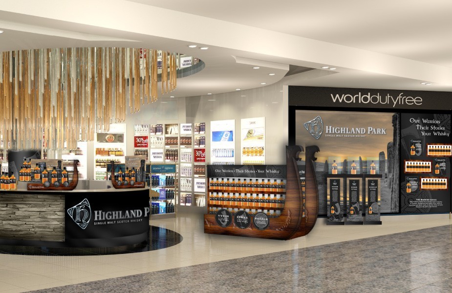 Highland Park Whisky branding for - Our Warriors Their Stories Your Whisky visual at Heathrow Terminal 5