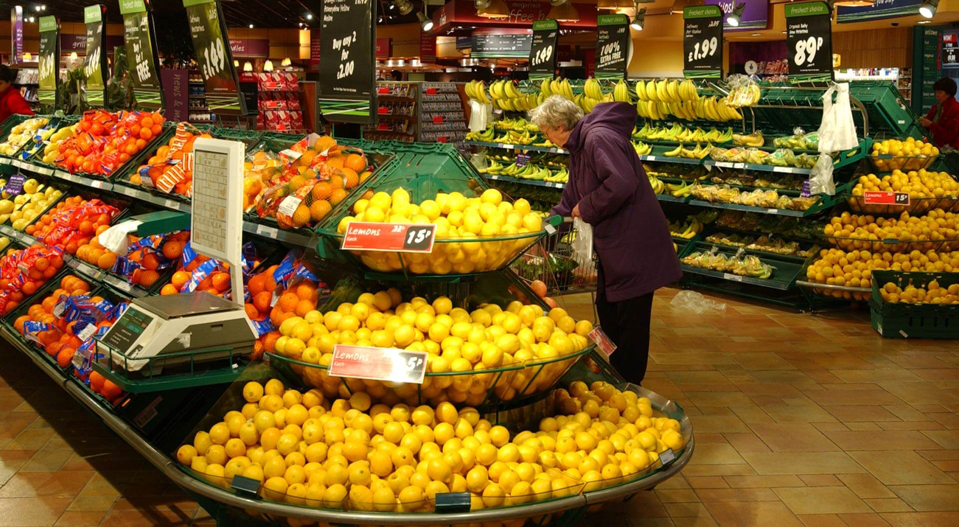 Interior design for Safeway Mega store hypermarket  fresh produce fruit and vegetables merchanding display
