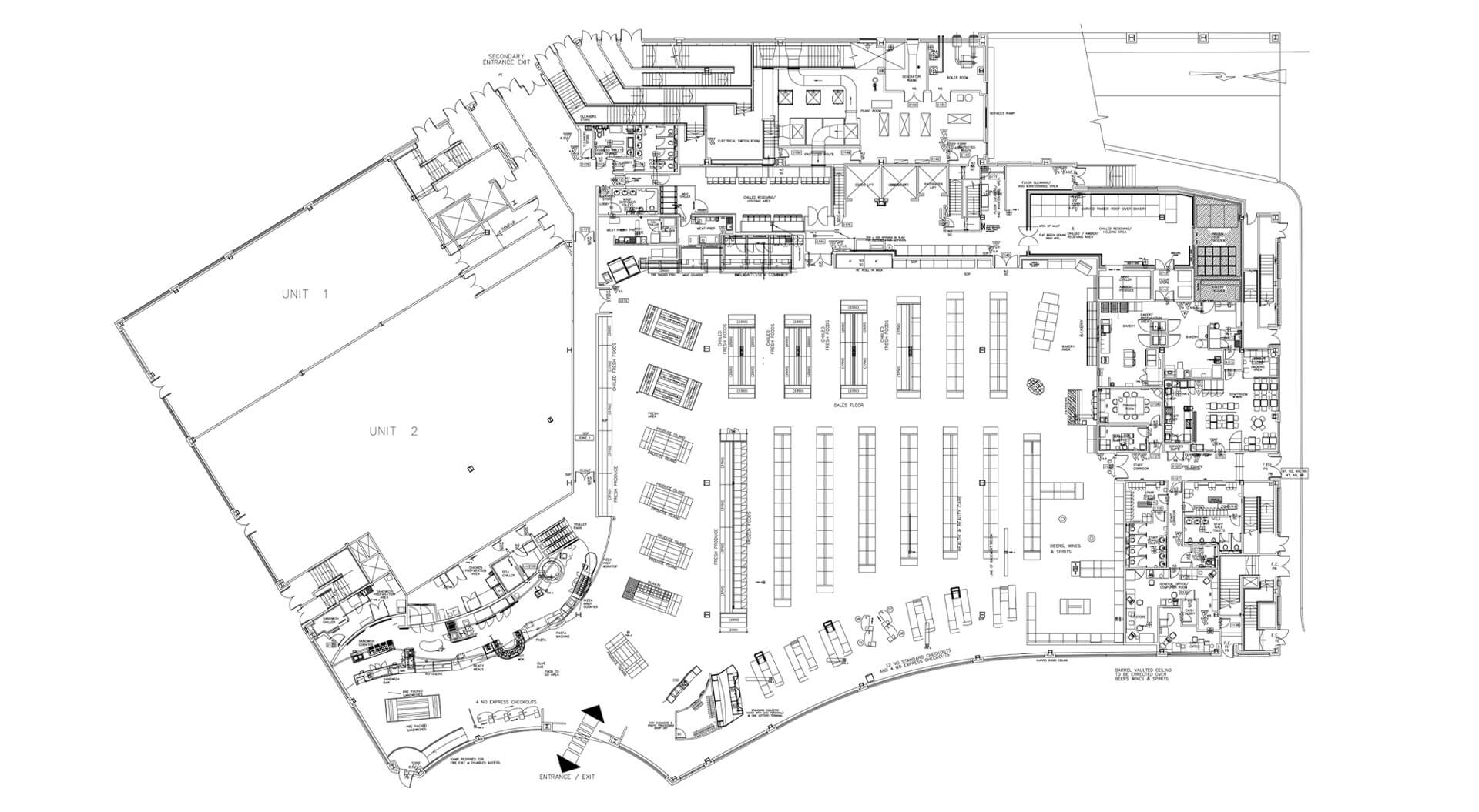 Safeway supermarket floor plan layout and design of the customer journey