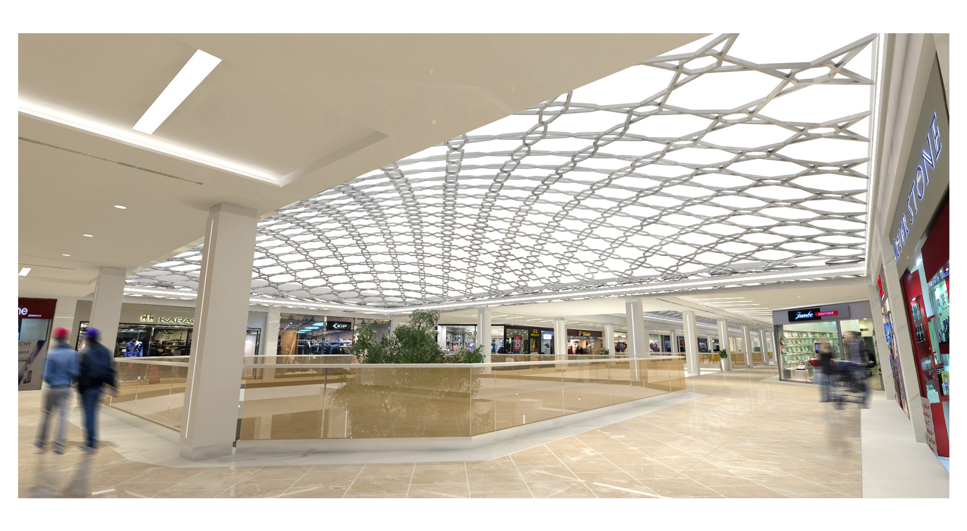 Icerenkoy shopping mall Istanbul interior design circulation and geodesic glazed roof design