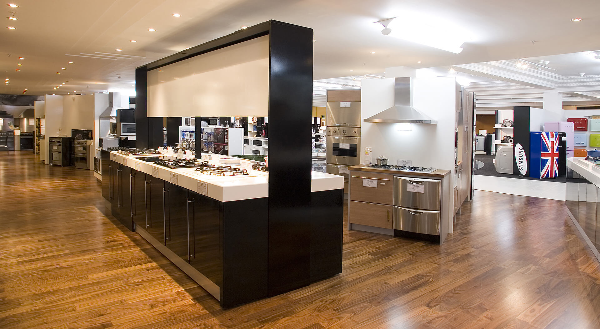 Harrods Department Store rebrand identity, interior design kitchen display