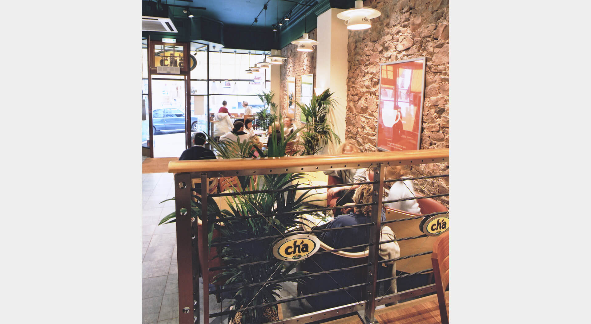 Cha Teahouse café  balustrade design and branding