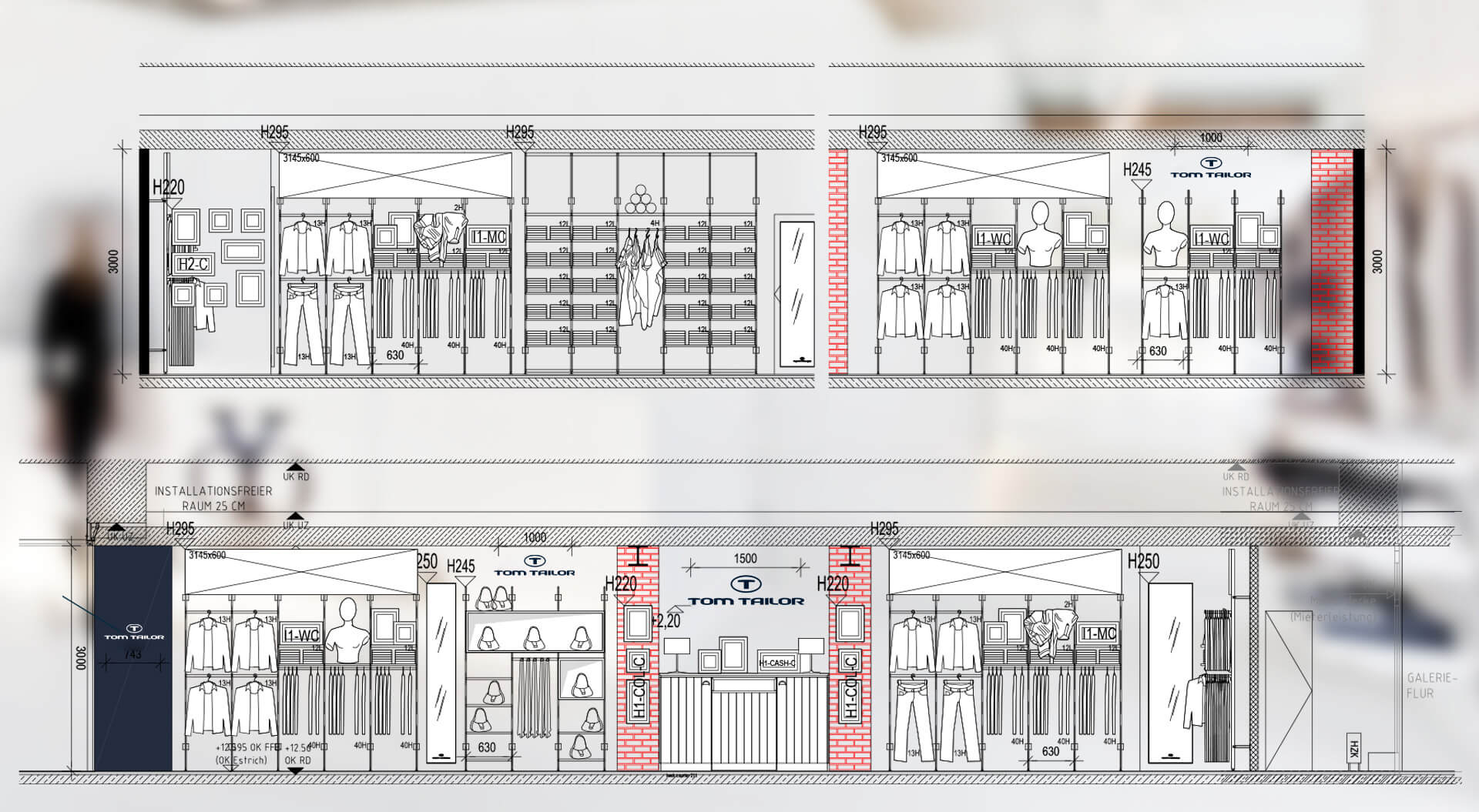 Tom Taylor store planning elevation drawings
