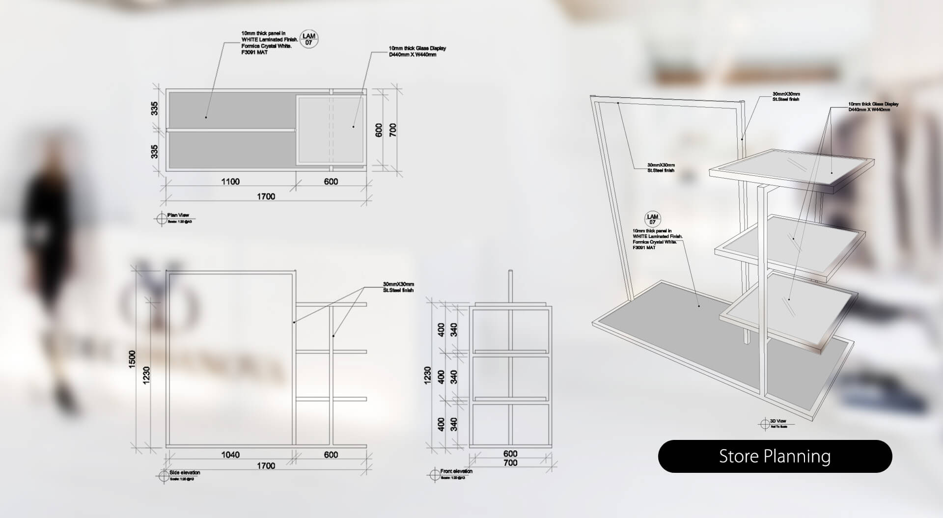 Tom Taylor store merchandising system detail drawings
