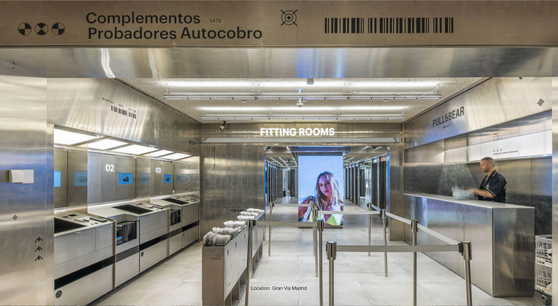 Pull & Bear Store Design for Self Service Checkouts & Fitting Rooms, Gran Via Madrid