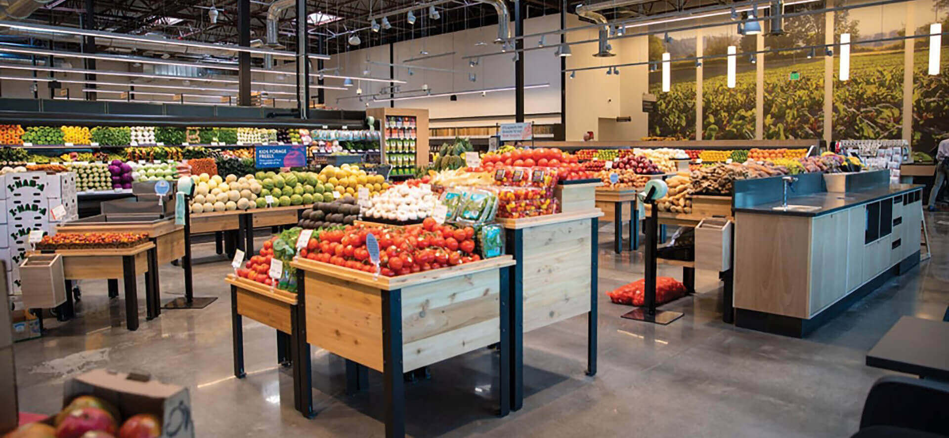 PCC Community Market F&V branding and merchandising