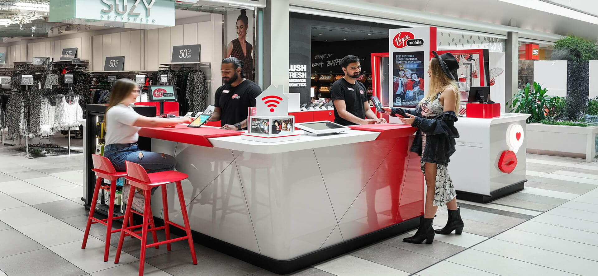 Virgin mobile shopping mall kiosk