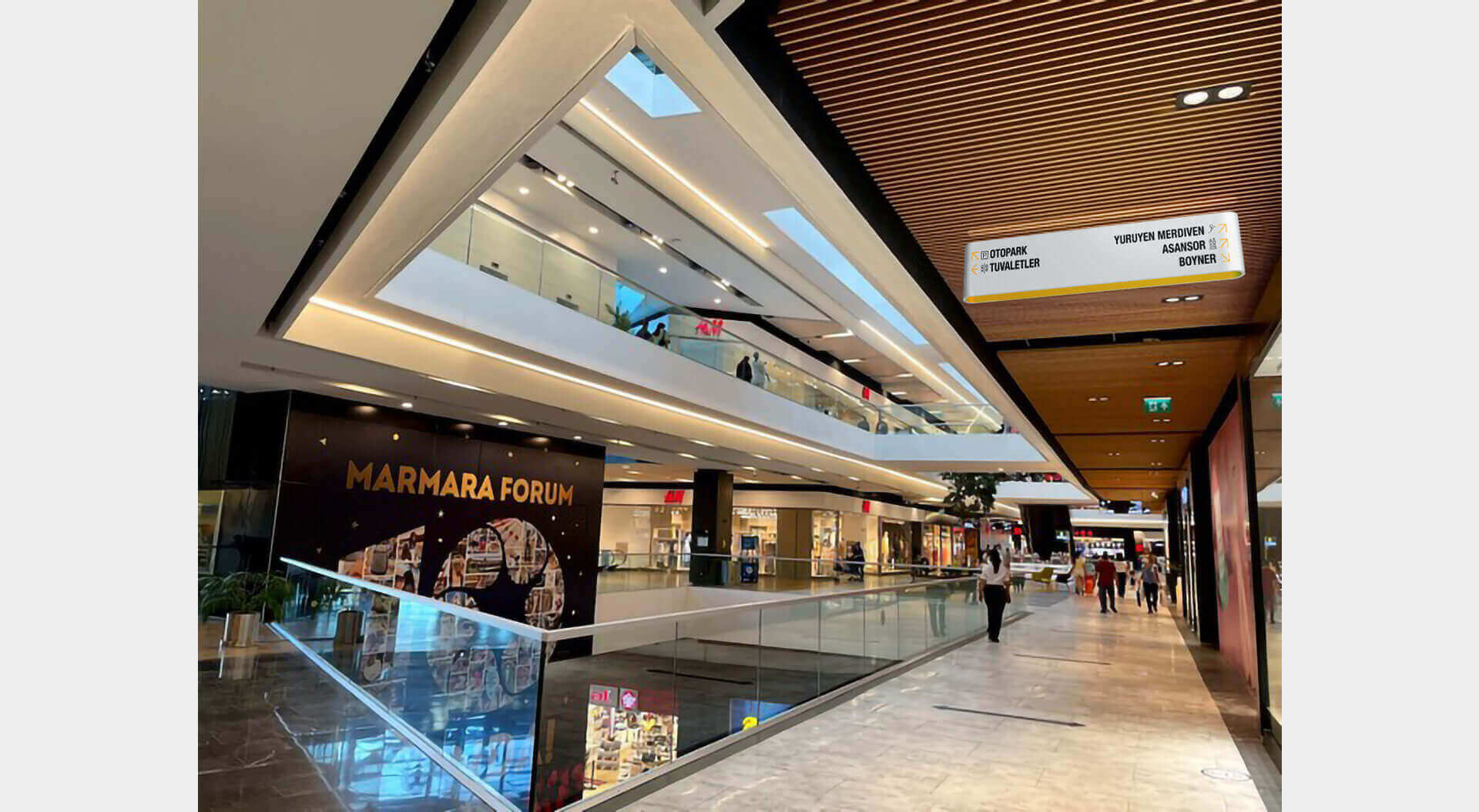 Marmara Forum Mall interior and way-finding signage