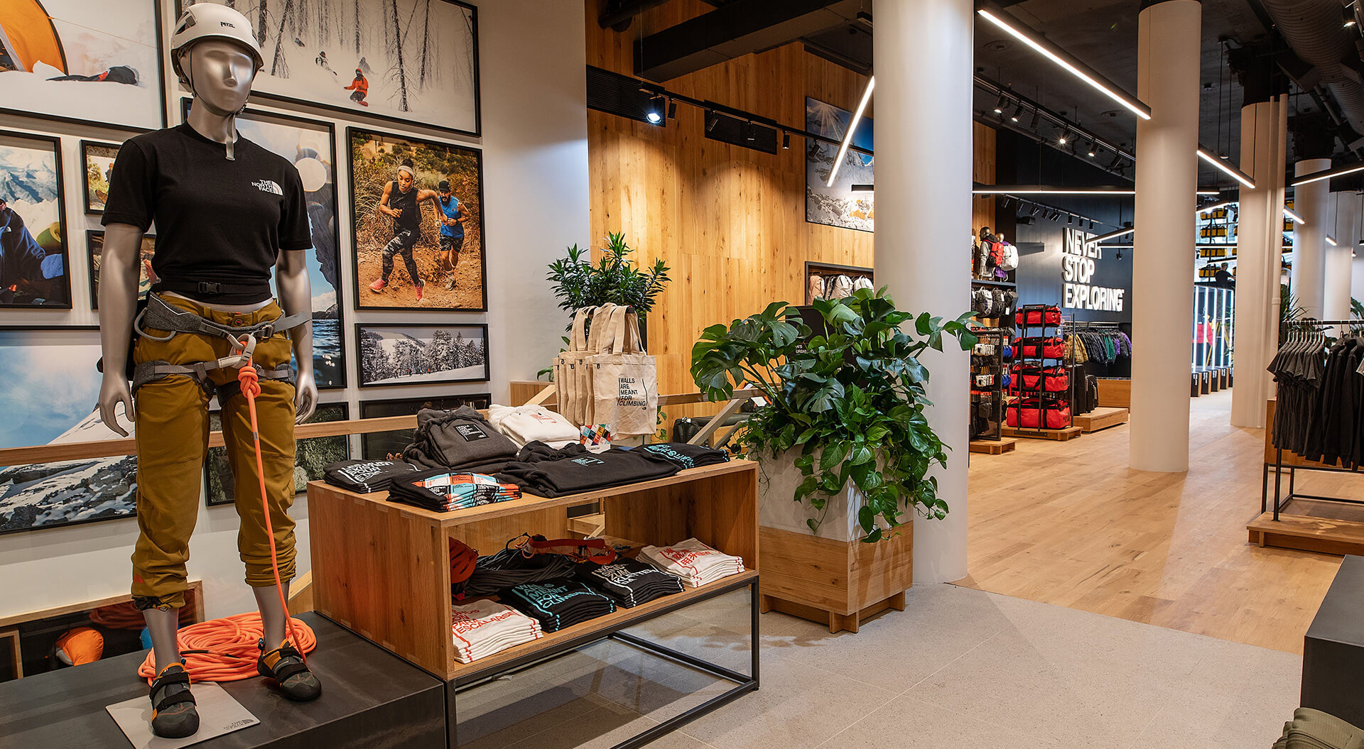The North Face store interior merchandising design and branding.