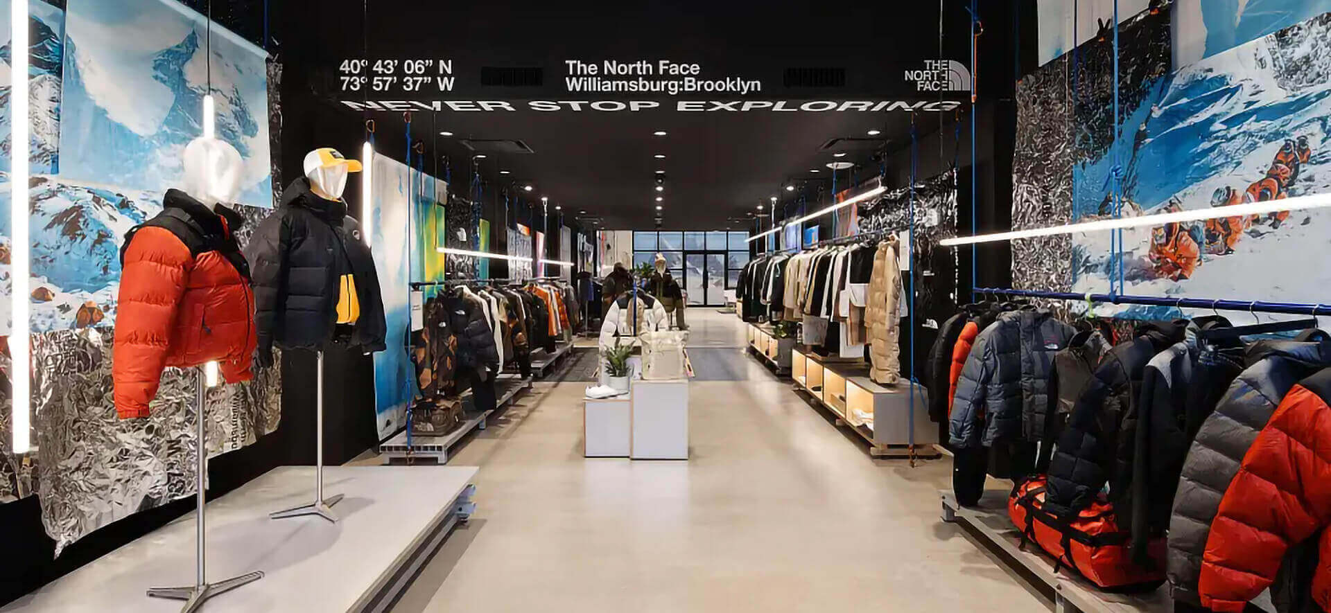The North Face store interior merchandising design and branding.