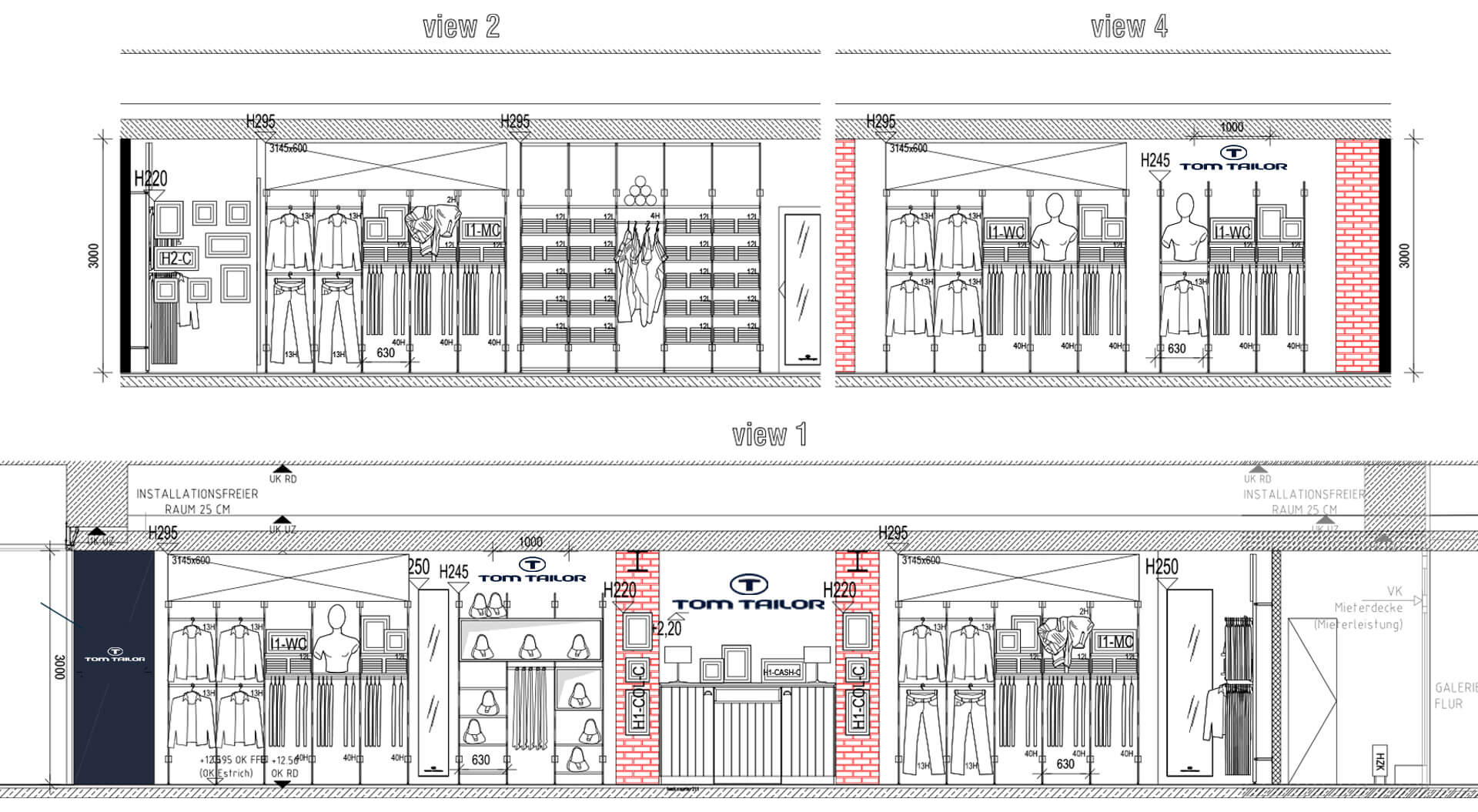 Tom Tailor CAD drawings – store floor plan