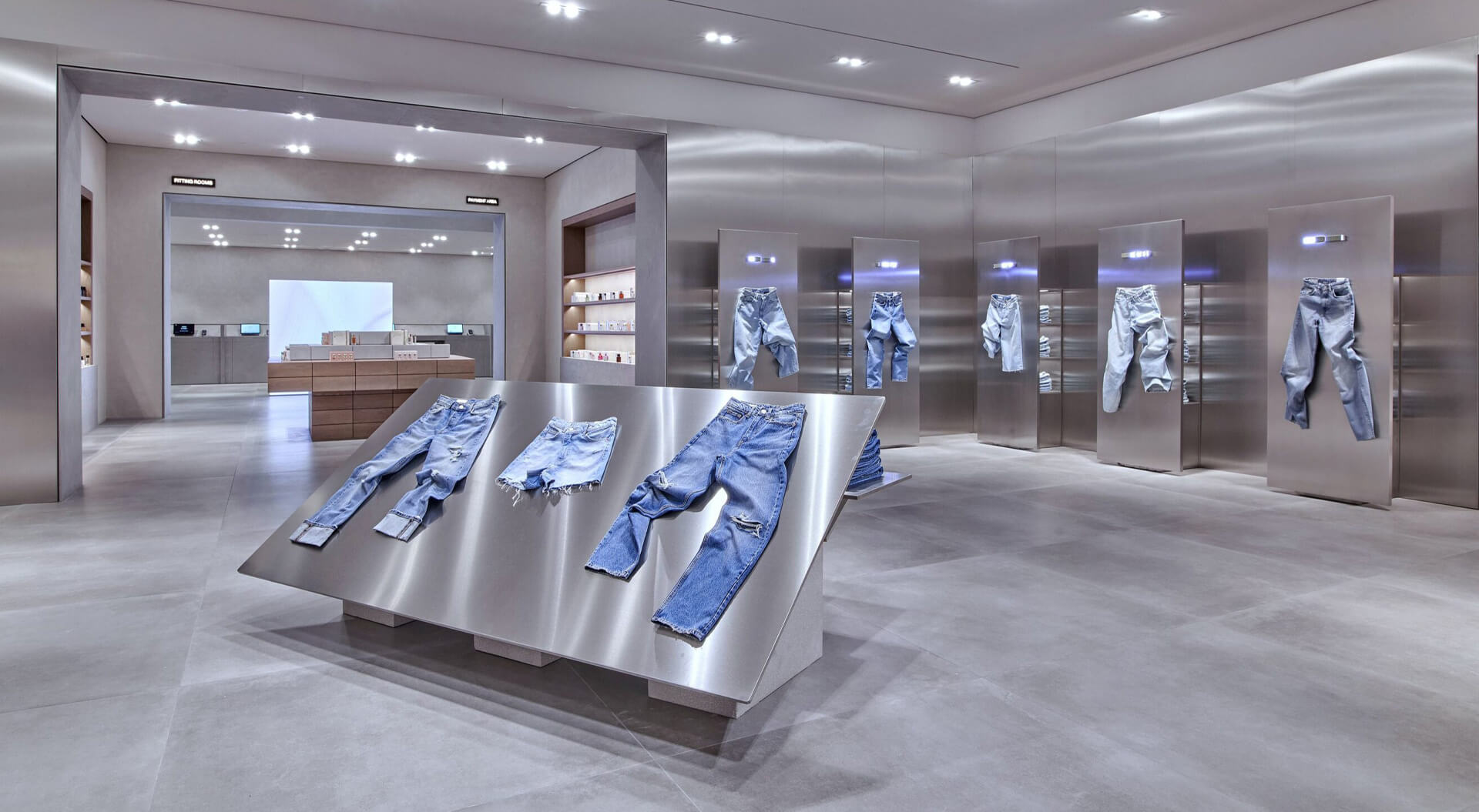 Zara Man Interior Store Concept - Jeans Merchandising System Design Torino Italy