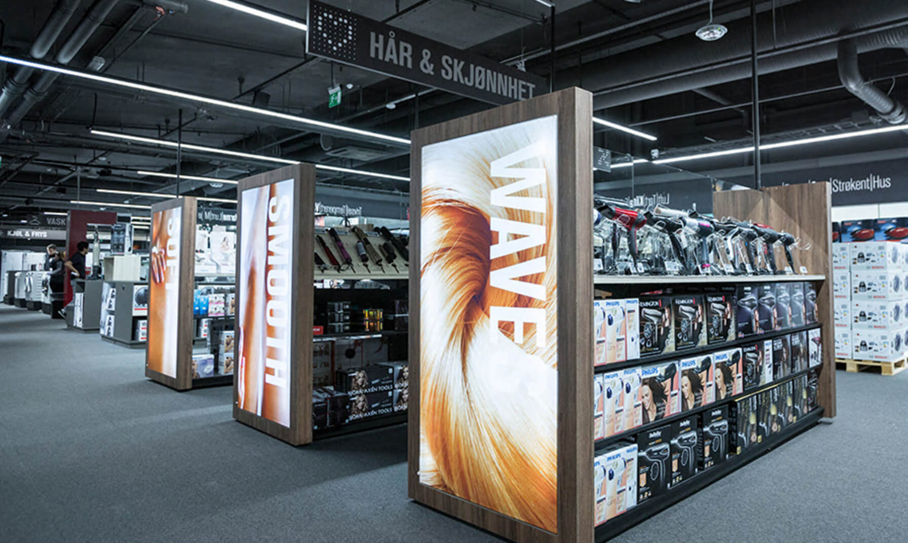 Elkjop Store Interior Design and Branding of Hai Dryer Accessories