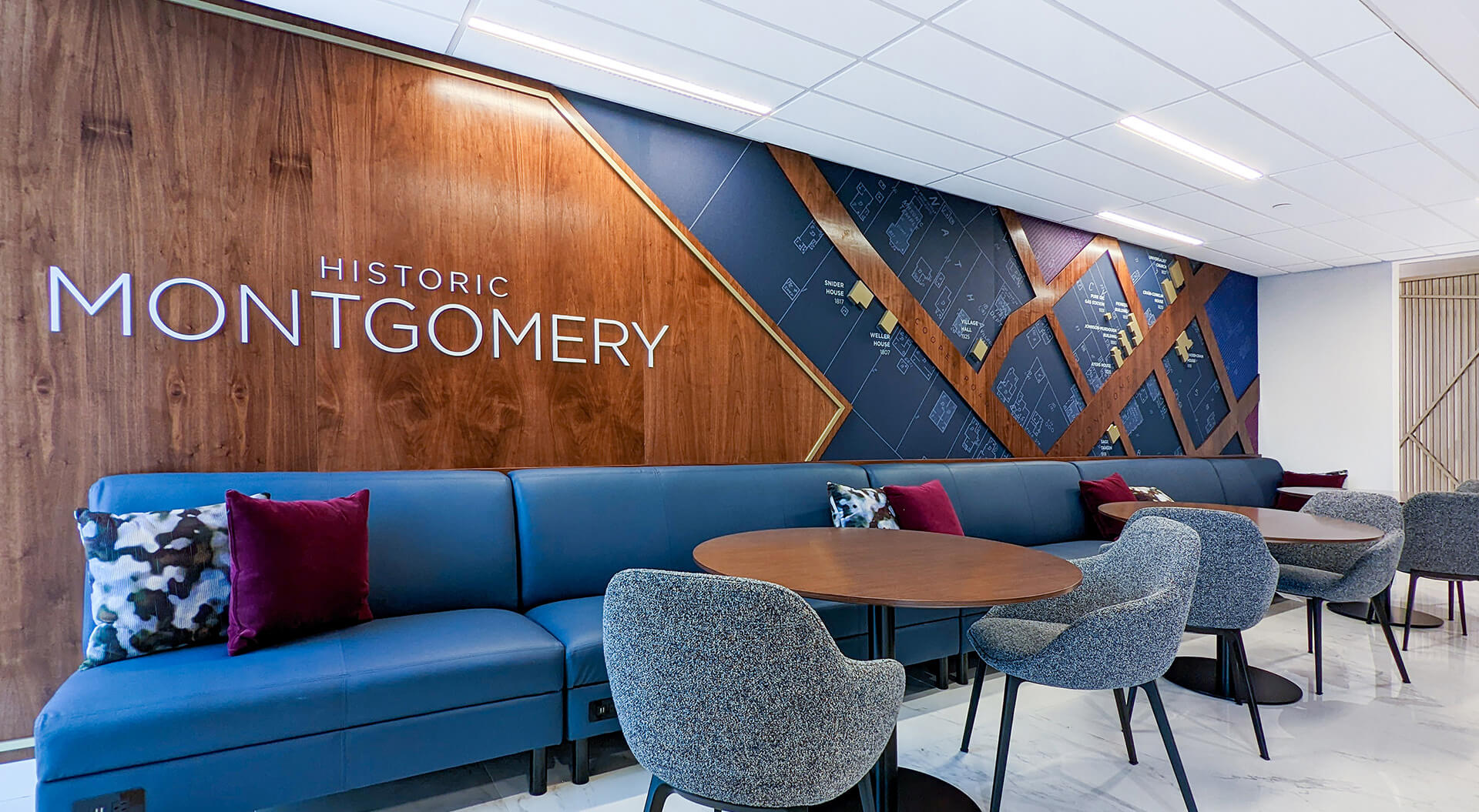 Fifth Third Bank Montgomery waiting area interior design and  branding
