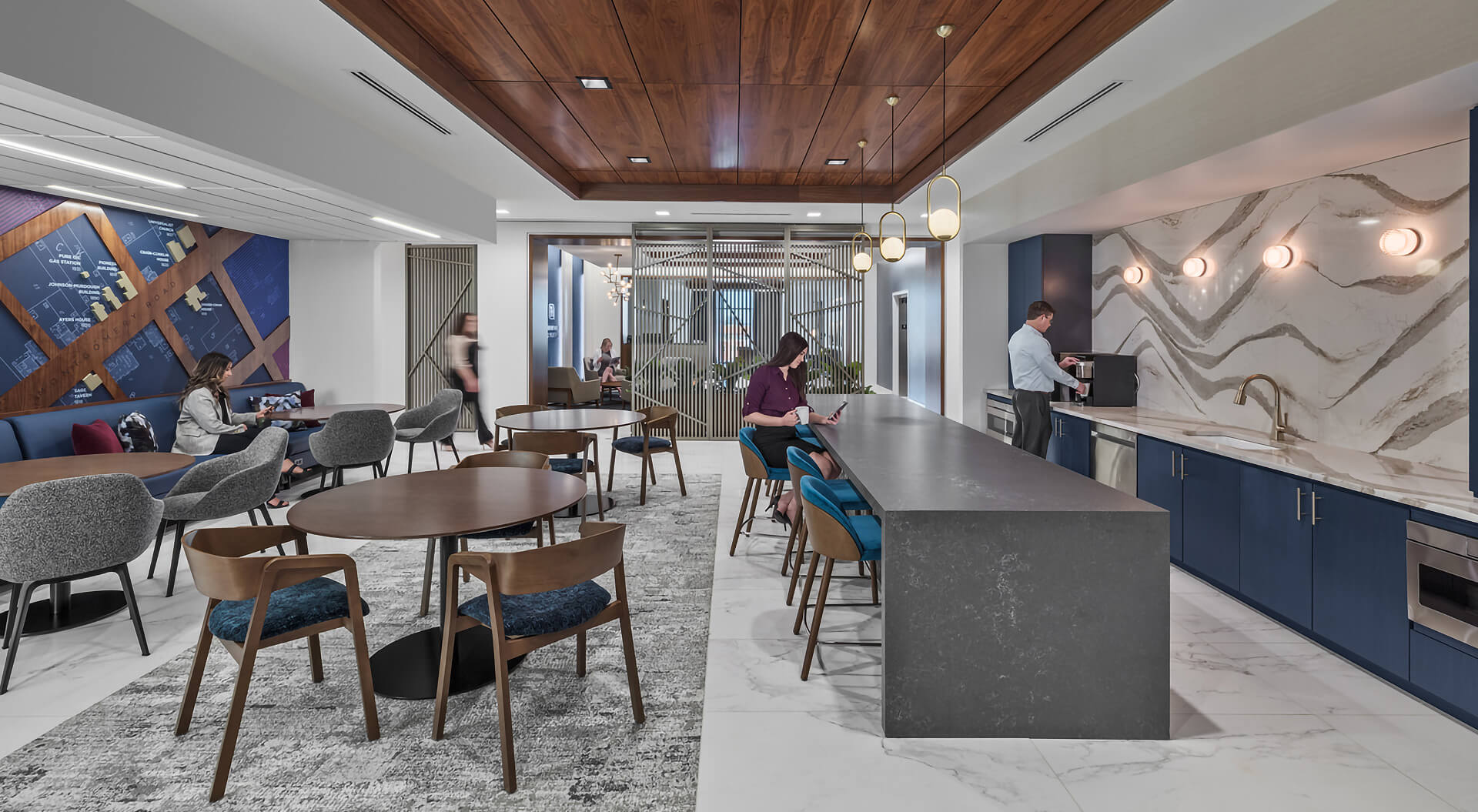 Fifth Third Bank Montgomery communial area interior design and  branding