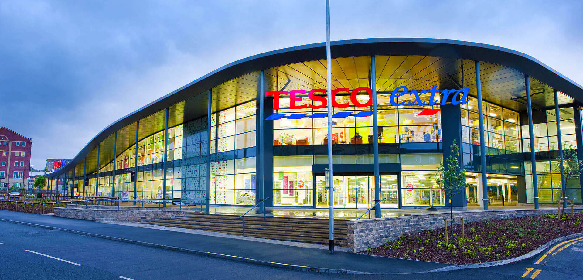 This building is a Tesco Extra hypermarket, specifically the location in Accrington, Lancashire, England. 