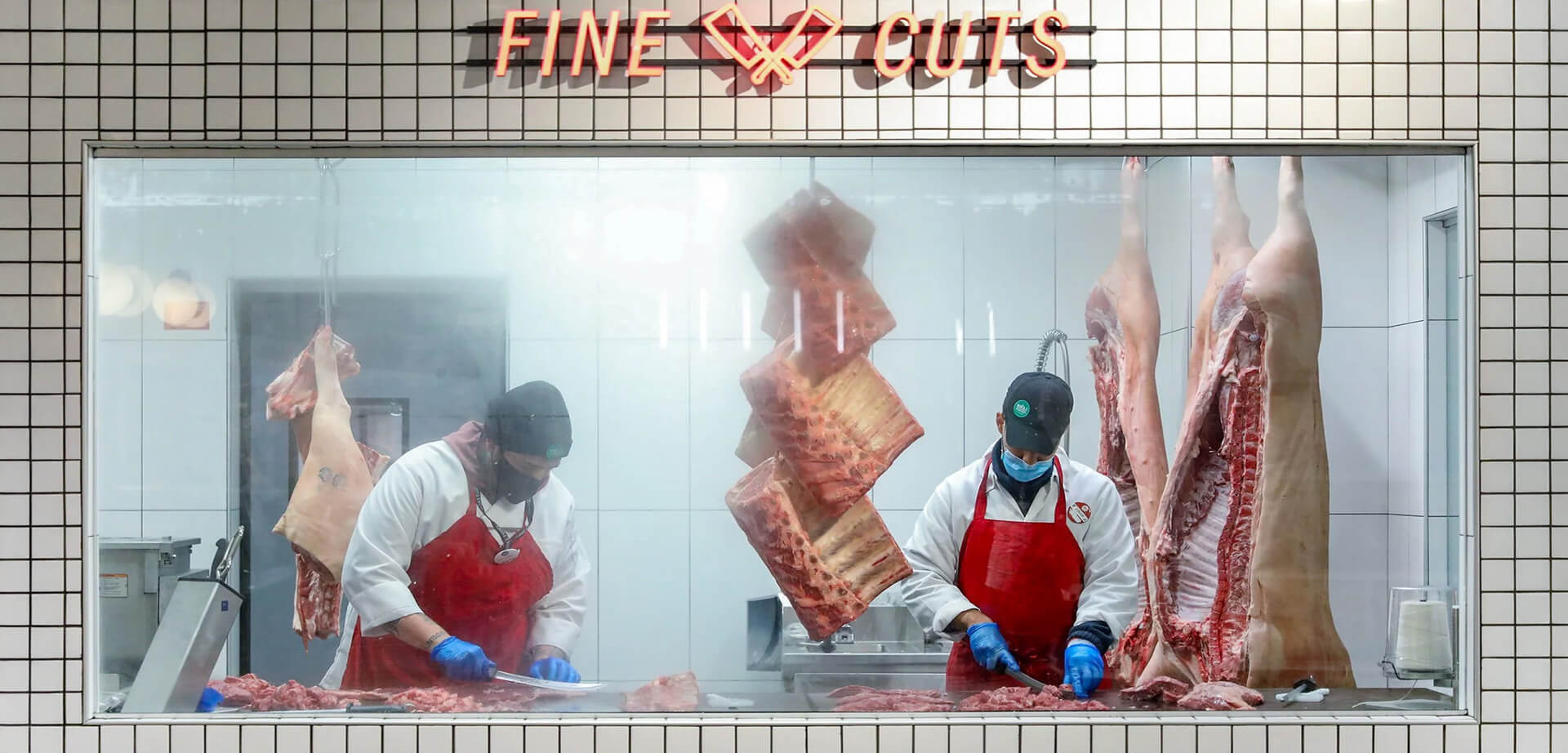 Whole Foods' Manhattan West meat cutting department.