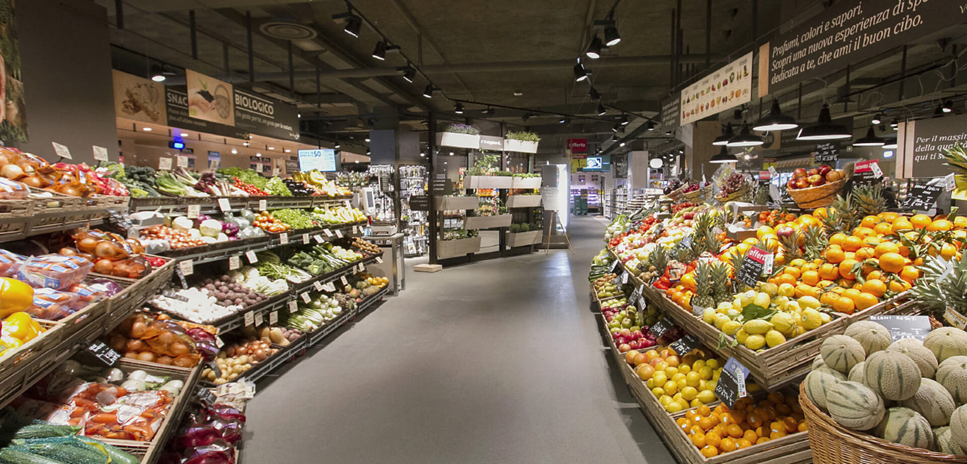 A Carrefour Market "Gourmet" store, a supermarket concept launched by the retailer in several countries, location Milan Italy.