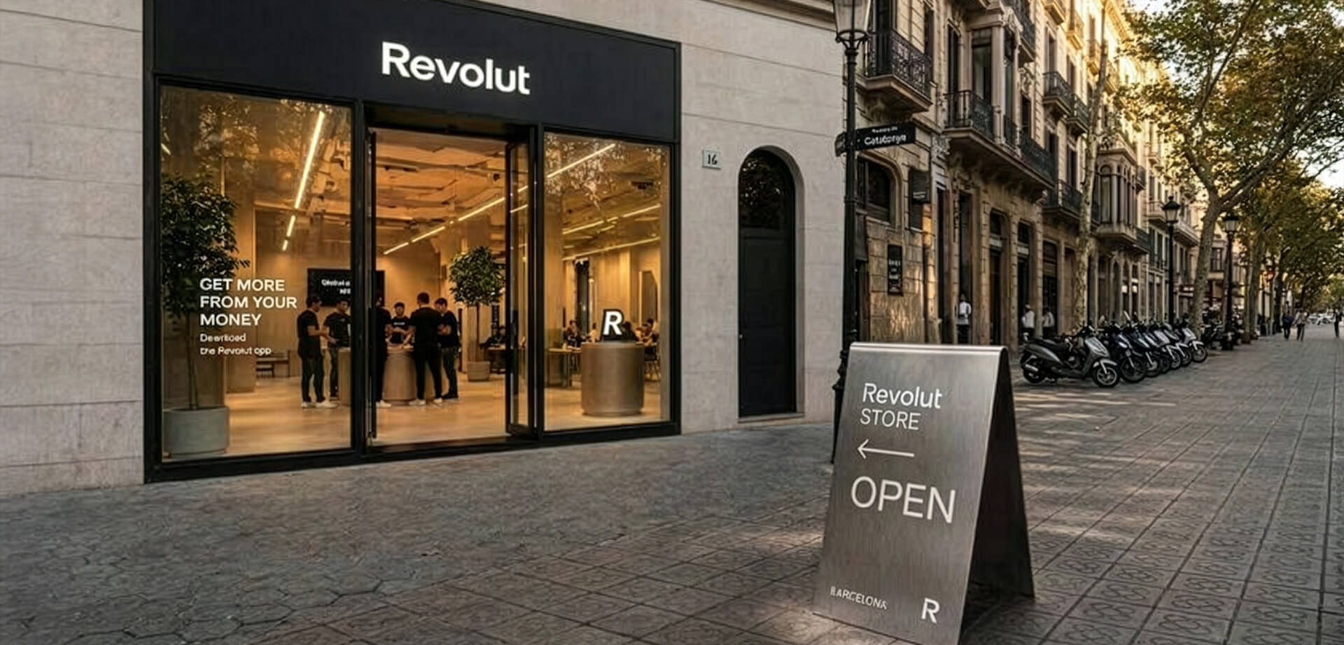 Revolut Store, the fintech giant's first-ever physical retail location, which is being piloted in Barcelona, Spain.