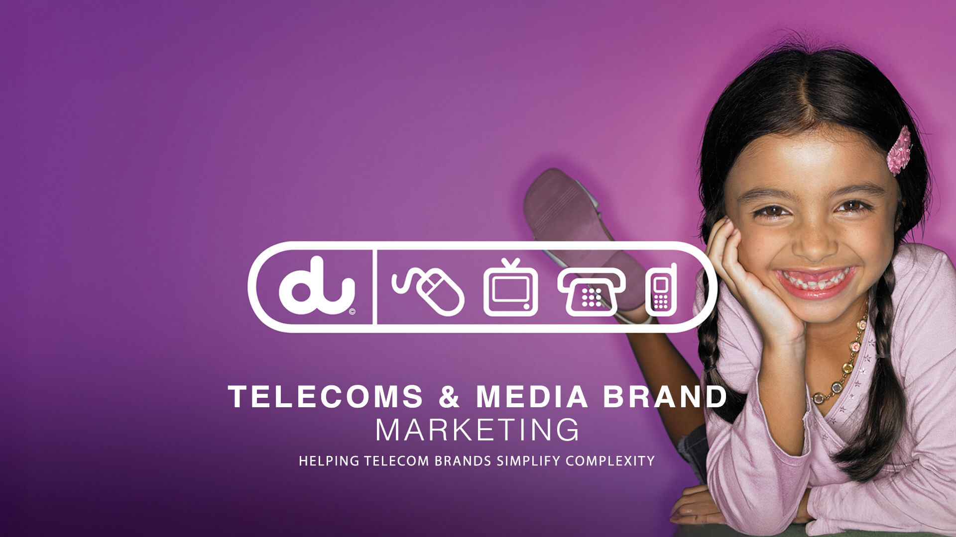 This image showcases branding for Du, a major telecommunications operator in the United Arab Emirates.