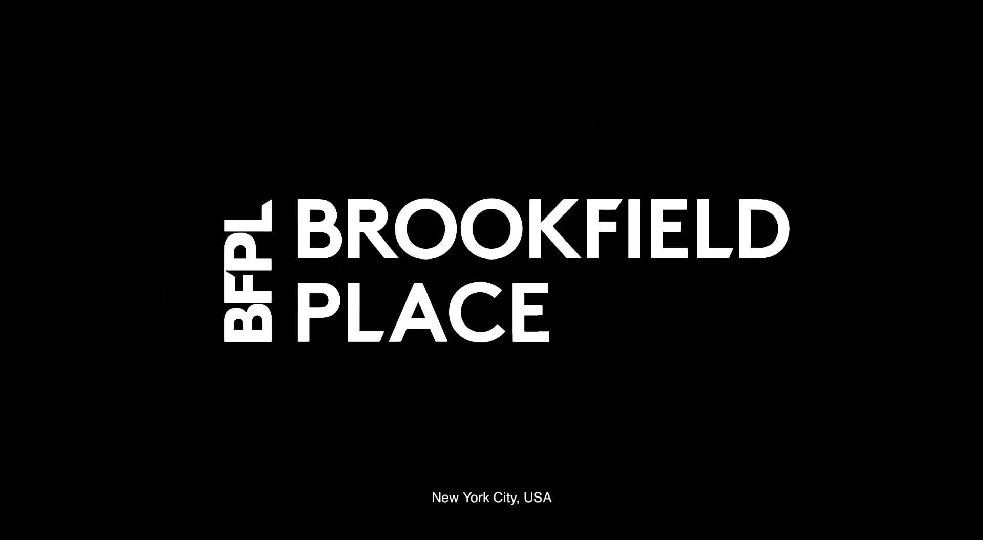 The logo for Brookfield Place (BFPL), a prominent shopping mall and commercial and retail destination located in New York City,