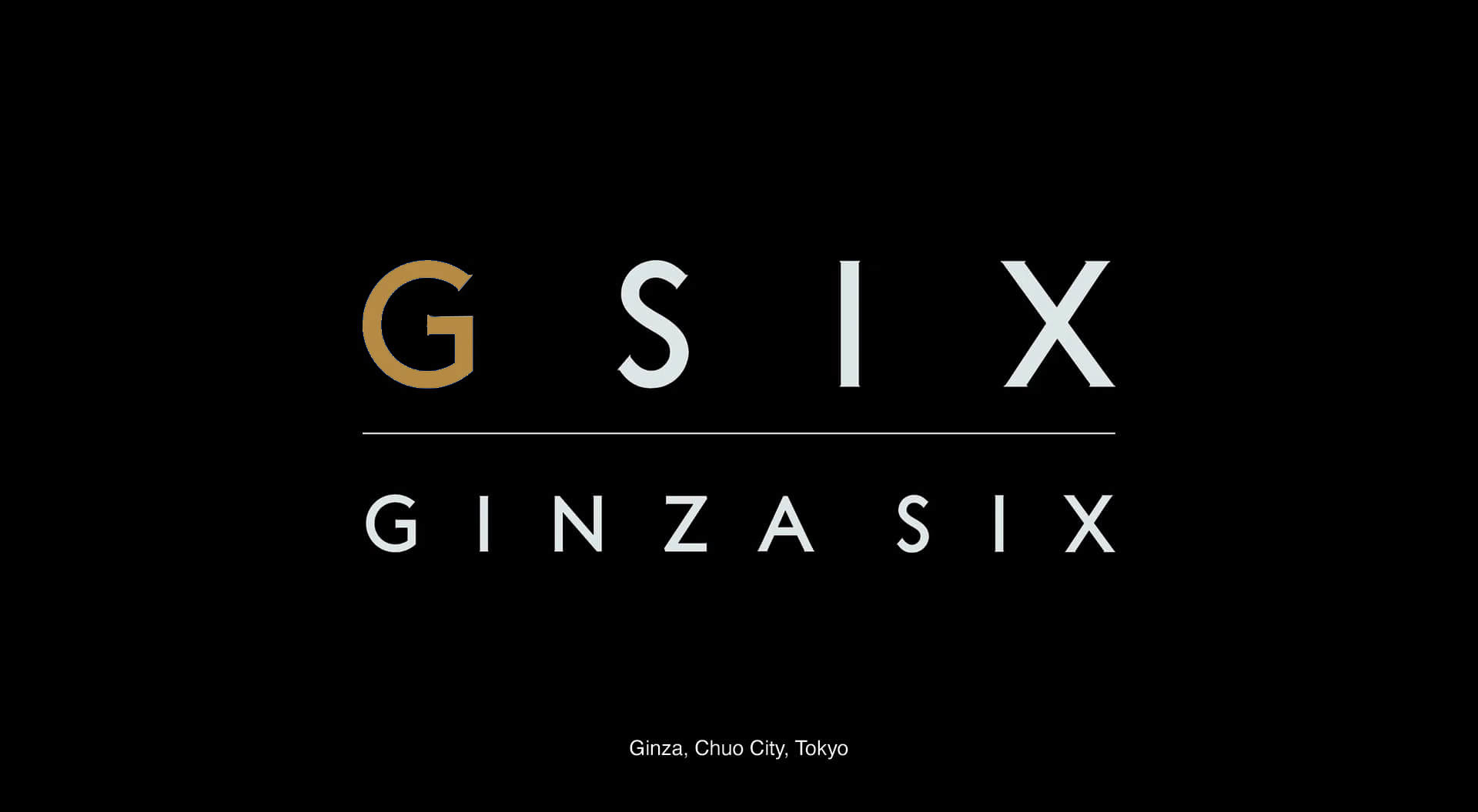 Logo of GINZA SIX, a large luxury retail shopping mall and commercial complex in Tokyo.
