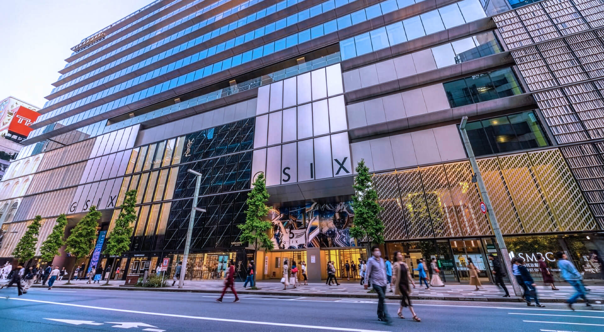 Ginza Six opened in 2017, the massive 13-story complex was designed by the renowned architect Yoshio Taniguchi, who blended contemporary glass facades with traditional Japanese design elements resembling classic noren curtains.