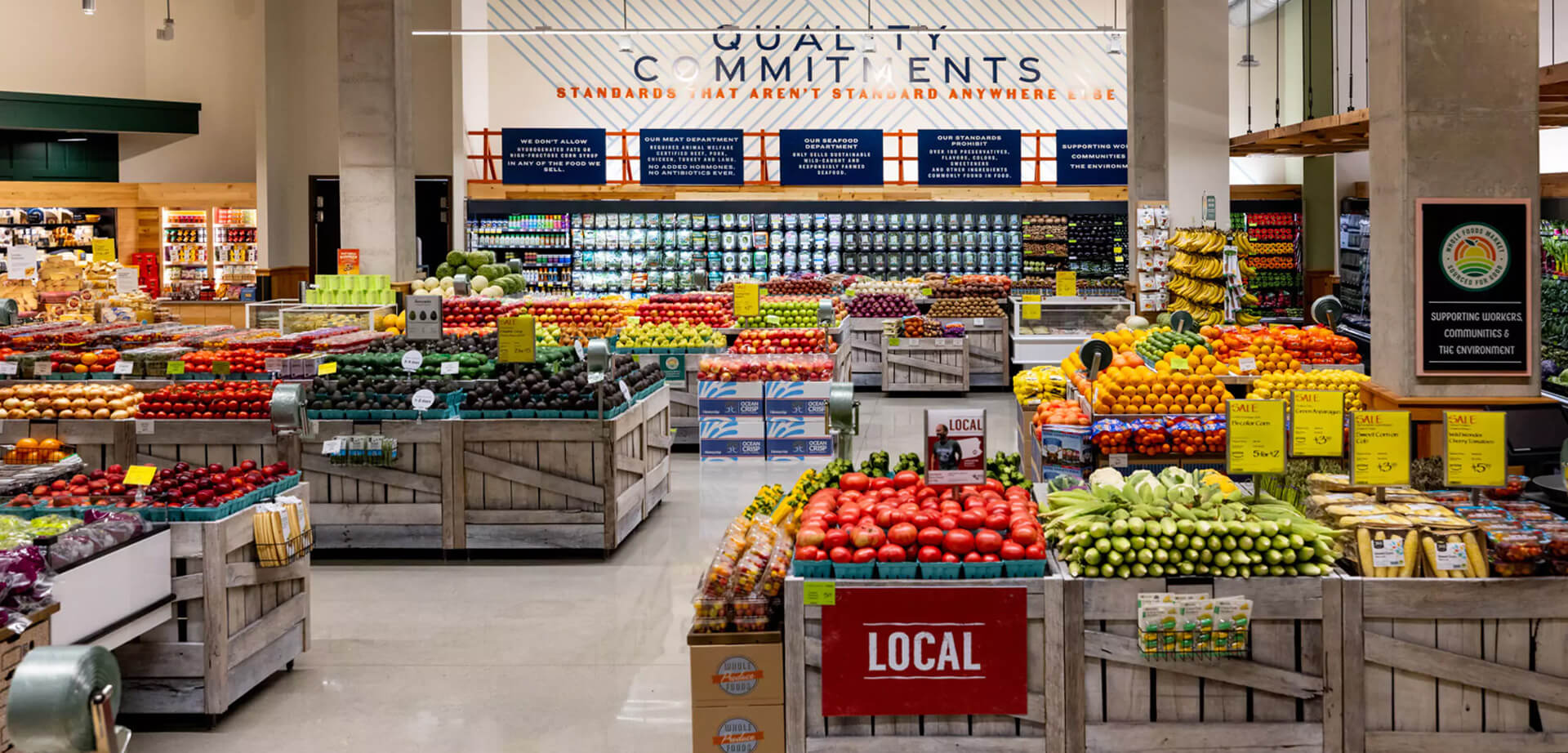 The fresh produce department inside a Whole Foods Market grocery store.