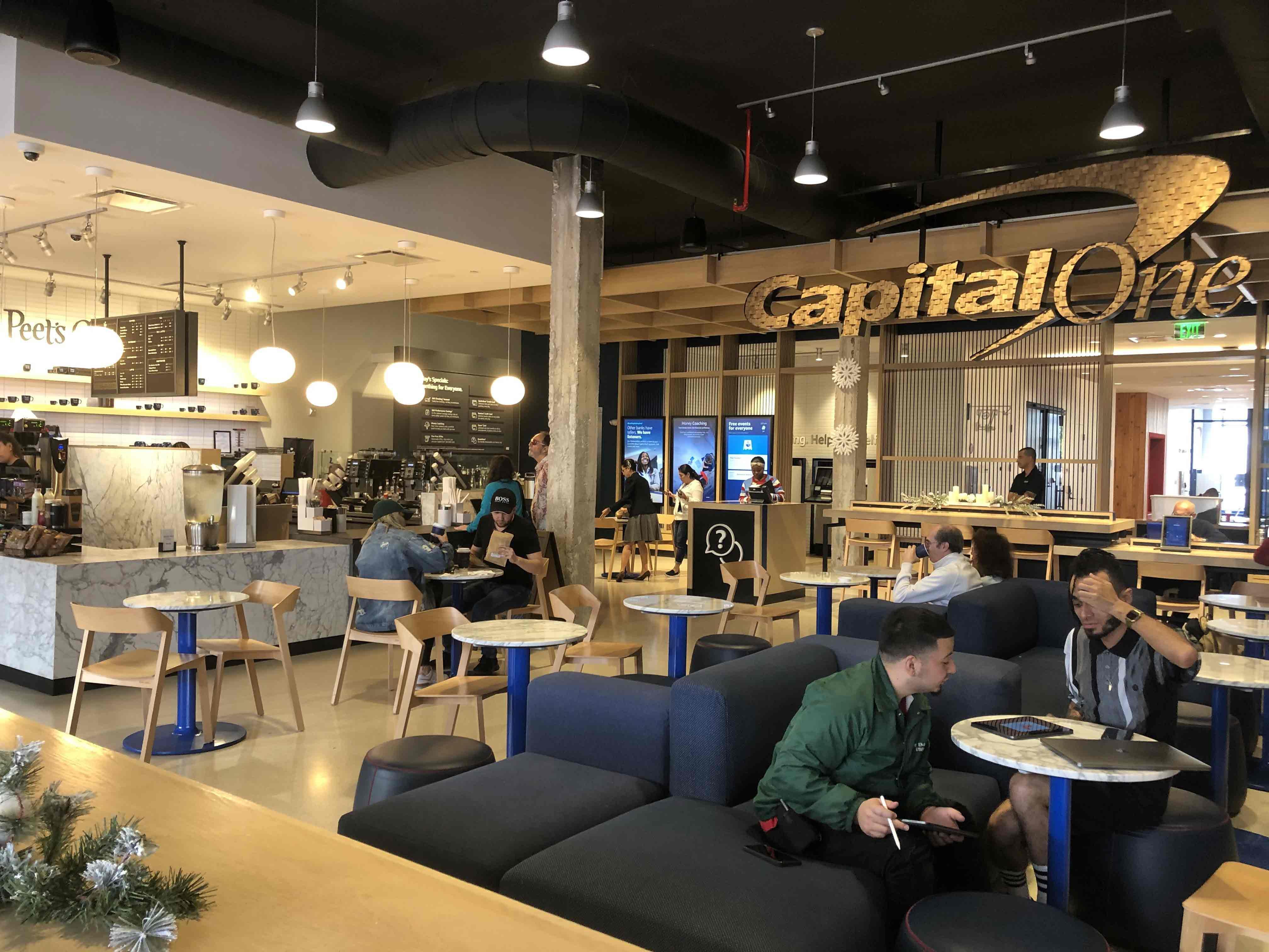 Capital One new experiential strategy bank branch rebrand interior design and innovation lifestyle concepts