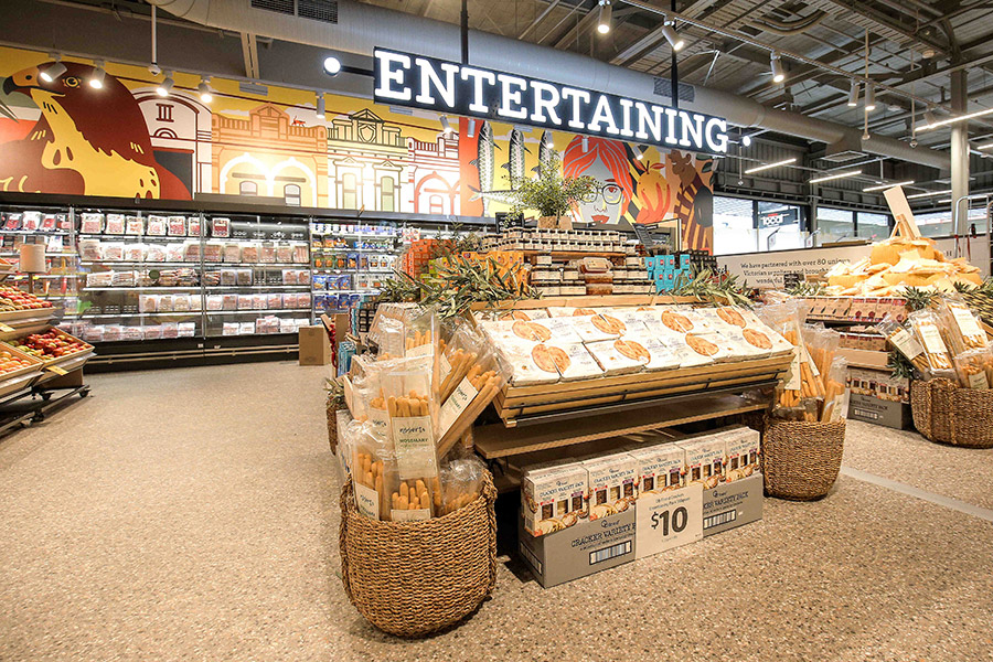 Cutting edge supermarket interior design new lifestyle trends marketing graphics and branding