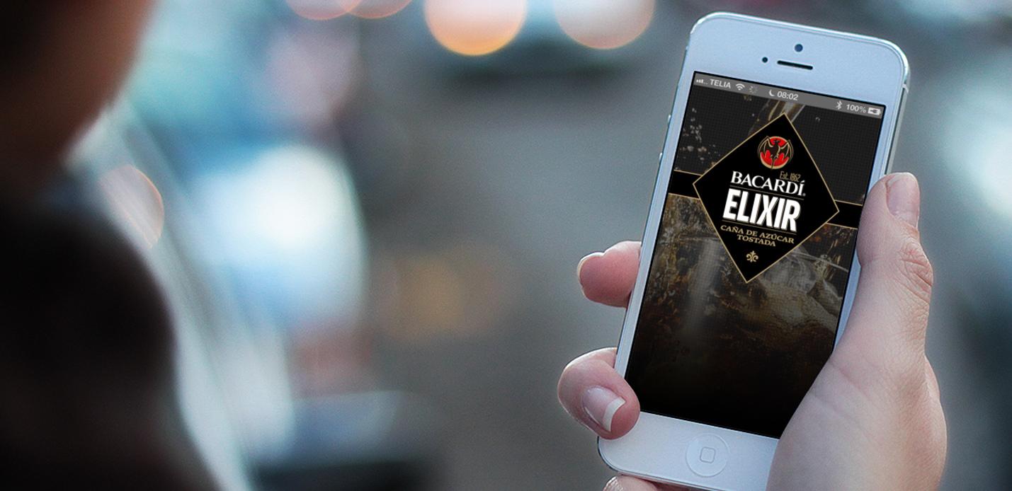 Brand identity and design Bacardi duty free travel retail Elixer app