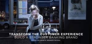 The advertisement in the image is for an integrated banking or financial services campaign targeting corporate and retail clients, with the slogan 