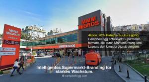 MMM Migros Store Ortaköy, Istanbul – Eingang. Angebot: 20 % Rabatt auf die Gebühren (zeitlich begren