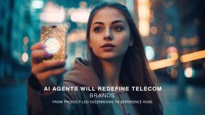 This image shows a futuristic concept of a smartphone featuring a glowing, holographic circular display that resembles an interactive or AI-powered interface.