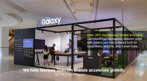 Galaxy Samsung large mall kiosk. CampbellRigg reimagines telecom retail with kiosks and micro-stores
