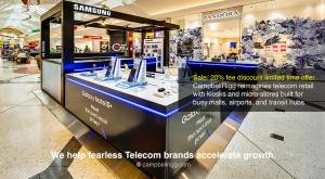 Samsung mini mall kiosk. CampbellRigg reimagines telecom retail with kiosks and micro-stores built f