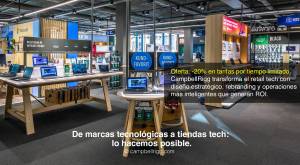 Interior de la tienda Elgiganten City: merchandising y branding de laptops: CampbellRigg transforma 