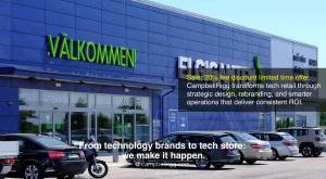 Elgiganten Mega store entrance and branding - CampbellRigg transforms tech retail throughstrategic 