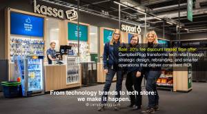 Elgiganten city store cash desk design and branding - CampbellRigg transforms tech retail throughst