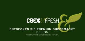 Markenidentität von Свеж & Fresh (Svezh & Fresh), aus dem Russischen übersetzt als „Fresh & Fresh“. 