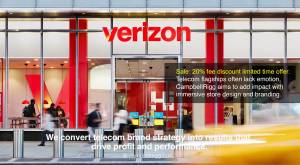 Verizon Store Entrance - Telecom flagships often lack emotion. CampbellRigg aims to add impact with 