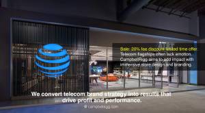 AT&T Store Entrance -Telecom flagships often lack emotion. CampbellRigg aims to add impact with imme