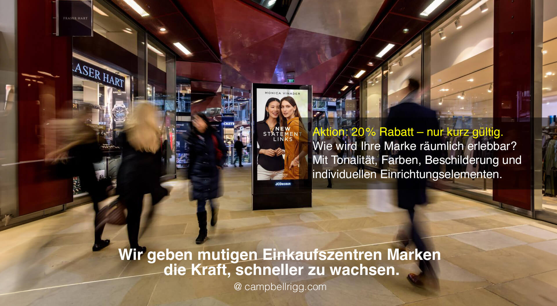 Markenidentität und Wegeleitsystem-Design für Einkaufszentren | CampbellRigg
