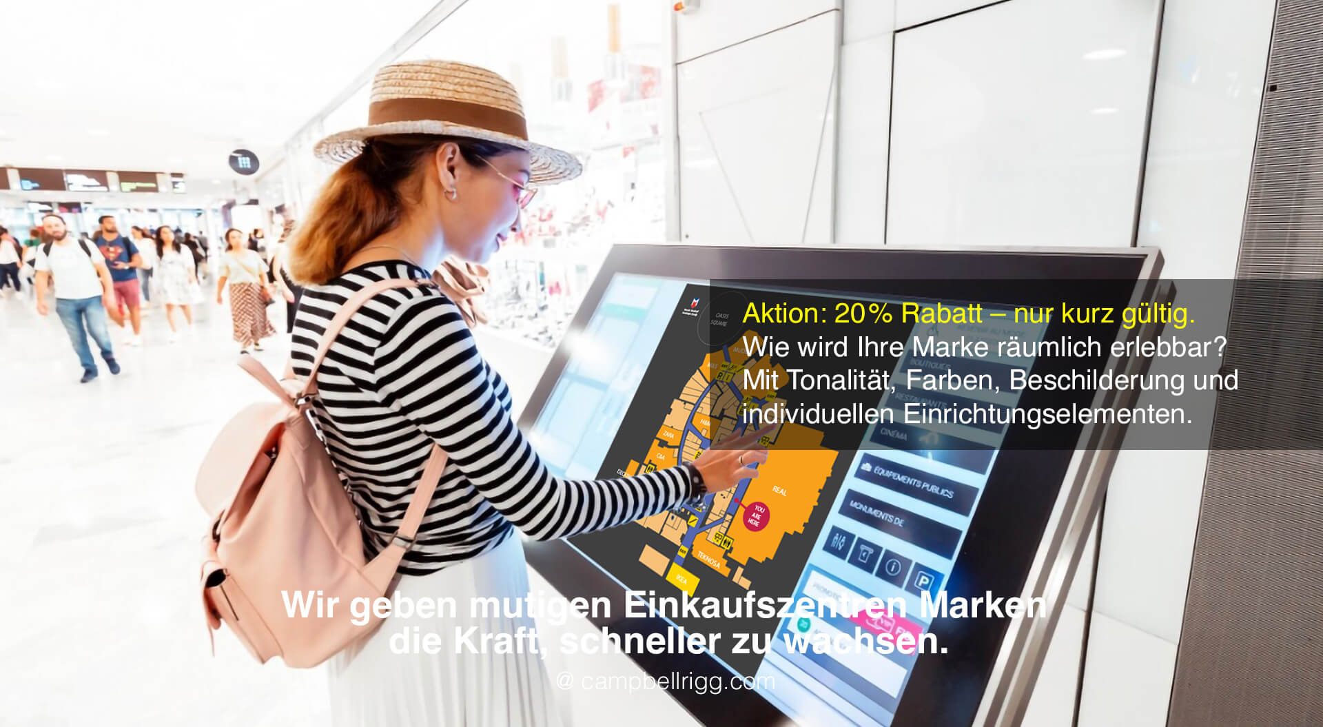Markenidentität und Wegeleitsystem-Design für Einkaufszentren | CampbellRigg