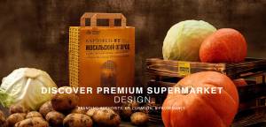 The image displays produce from the Russian premium supermarket chain Azbuka Vkusa. The text on the 