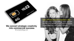 A young couple sharing secrets. We turn brand strategy into business profit at Tele2. We convert str