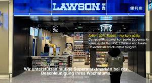 Markenidentität des Lawson Station Convenience Store – Eingang