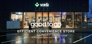 Virsi convenience store of a service station in Latvia. The promotional graphic for 